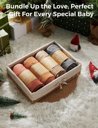 Momcozy Muslin Swaddle Blankets for Baby Boys and Girls, 4-Pack Breathable and Skin-Friendly Receiving Blanket Wrap, Baby Essentials, Registry & Gift, 47 x 47 inches