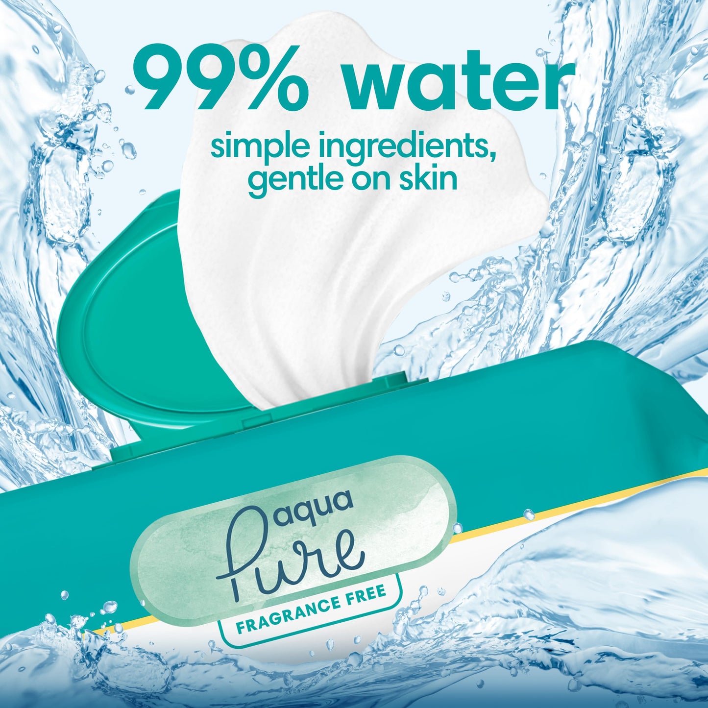 Pampers Baby Wipes Aqua Pure, 99% water-based wipes, Hypoallergenic and Unscented Baby Wipes, 672 Wipes Total (12 Flip-Top Packs)