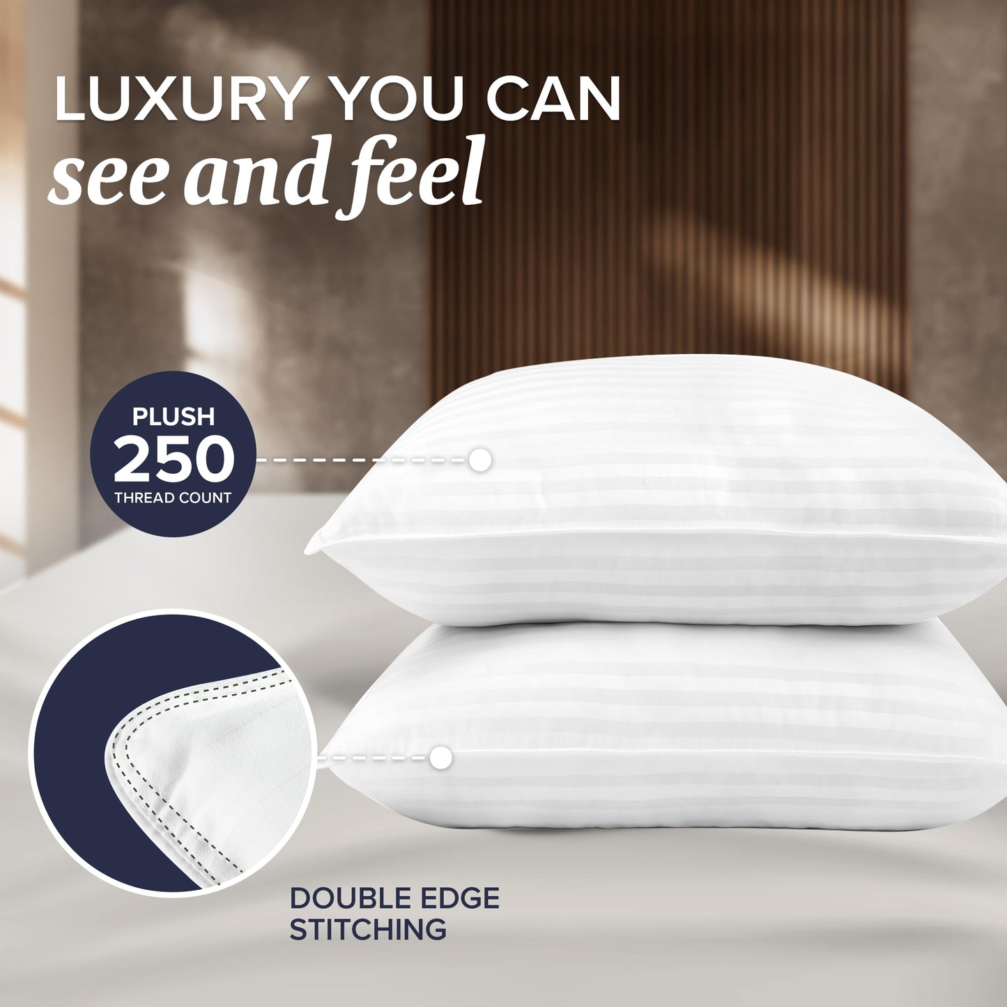 Beckham Hotel Collection Euro Size Throw Pillows (Set of 2), 26 x 26 Down Alternative Pillow Insert for Bed, Couch, and Sofa