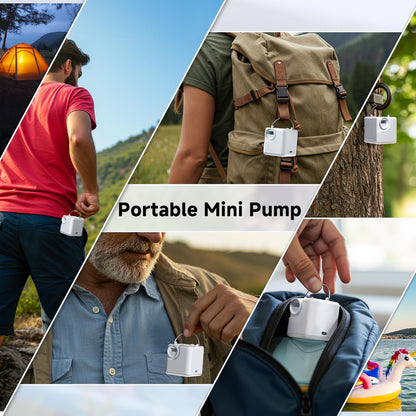 Portable Air Pump for Inflatables, 4.5kPa Mini Air Mattress Pump with Camping Light, 2400mAh Battery Rechargeable Air Pump for Pool Floats, Sleeping Pads, Swimming Ring, Vacuum Storage Bags