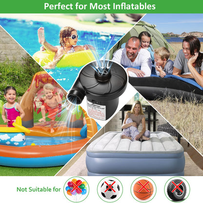AGPTEK Electric Air Pump,Portable Air Pump with 3 Nozzles, 4.5kPa Quick-Fill,110V AC/12V DC Inflator/Deflator Pumps for Outdoor Camping, Inflatable Air Mattress Beds, Boats, Swimming Ring