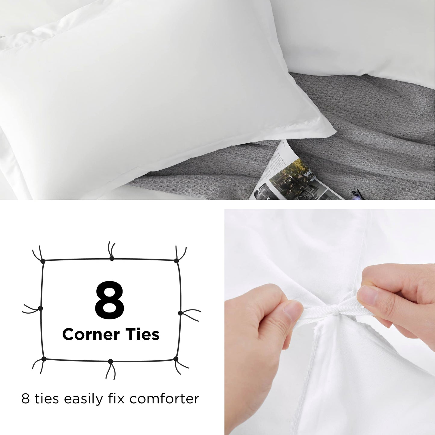 Bedsure Duvet Cover King Size - Soft Double Brushed Bedding Set for Kids & Adults, Zipper Closure, 3 Pieces, Includes 1 Duvet Cover (104"x90") & 2 Pillow Shams, NO Comforter, White