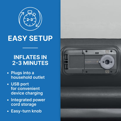 SLEEPLUX Durable Inflatable Air Mattress with Built-in Pump, Pillow and USB Charger