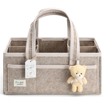 PeraBella XL Diaper Caddy Organizer With Handle, Baby Shower Gifts Basket Bag, Registry Search Must Haves Items, Newborn Girl Boy Nursery Storage Organizer, Baby Bag Essentials, Car Diaper Caddy Cart