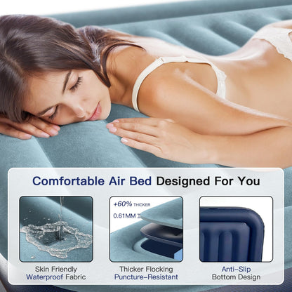 Lavisx Queen Air Mattress 18” with Built in Pump, 2 Mins High Speed Inflation Luxury Auto Stop Pump Blow Up Mattress Comfort Air Bed, Colchones Inflables