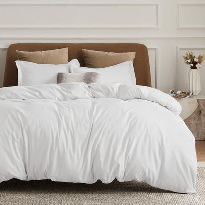 Bedsure Duvet Cover King Size - Soft Double Brushed Bedding Set for Kids & Adults, Zipper Closure, 3 Pieces, Includes 1 Duvet Cover (104"x90") & 2 Pillow Shams, NO Comforter, White