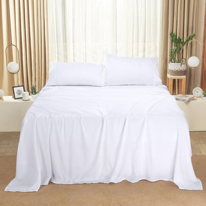 Utopia Bedding King Sheet Set – 4 Piece Bed Sheets for King Size Bed, Soft and Breathable Microfiber, Includes 1 Fitted Sheet, 1 Flat Sheet and 2 Pillowcases (White)
