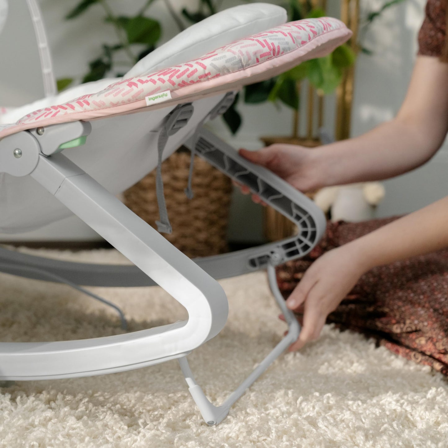 Ingenuity Keep Cozy 3-in-1 Grow with Me Vibrating Baby Bouncer Seat & Infant to Toddler Rocker, Vibrations & Toy Bar, 0-30 Months Up to 40 lbs (Pink Lily)