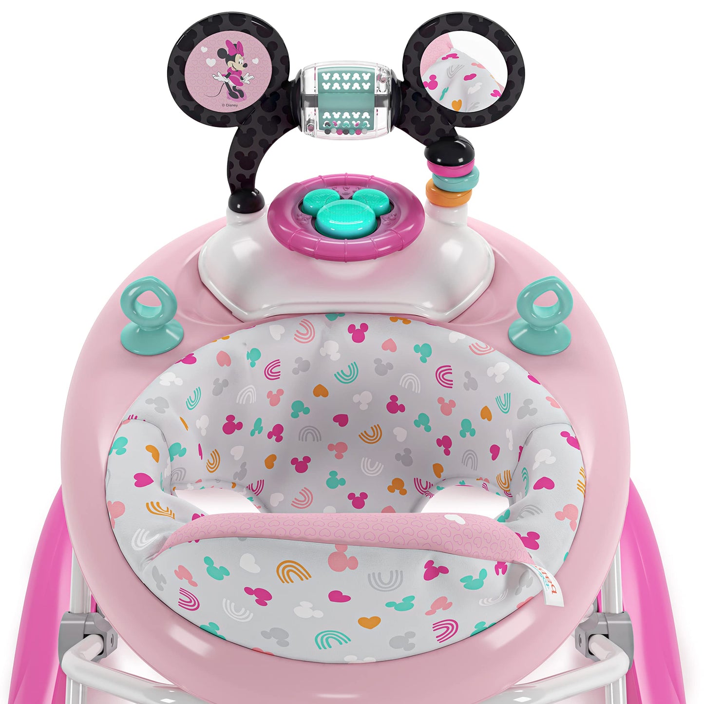 Bright Starts Disney Baby Minnie Mouse Forever Besties 2-in-1 Baby Activity Walker - Easy Fold Frame and Removable -Toy Station, 6 Months and up