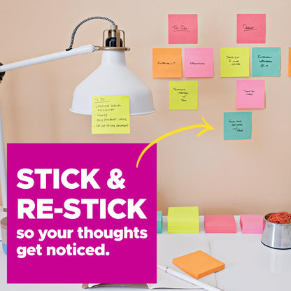 Bundle of Post-it Super Sticky Notes, 24 Sticky Note Pads, 3 x 3 in, Supernova Neons + Post-it Super Sticky Easel Pad, 25 in x 30 in, White, 30 Sheets/Pad, 2 Pads/Pack Self Stick Flip Chart Paper