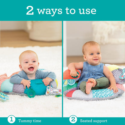 Infantino 2-in-1 Tummy Time & Seated Support, Baby Floor Seat for Tummy Time & Early Sitting, Soft, Supportive, Engaging Toys, Toucan