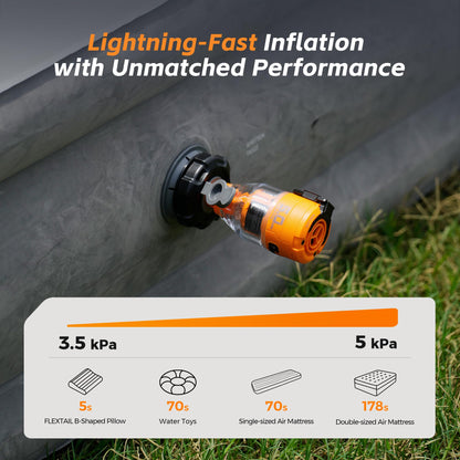 FLEXTAILGEAR Air Pump for Inflatables Max Pump 3, 5Kpa Portable Air Pump, 500L/min Air Mattress Pump with Camping Light,Portable Inflator for Inflatable Pillows Swim Rings Air Mattresses Air Bed Boats