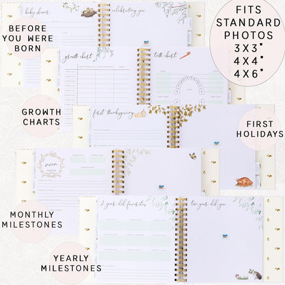 Baby Memory Book for Boy or Girl - First 5 Year Keepsake Album from Pregnancy to Age Five - Baby Book to Record Baby's Milestones and Photos - 1st Gender Neutral Photo Books for Newborn Babies