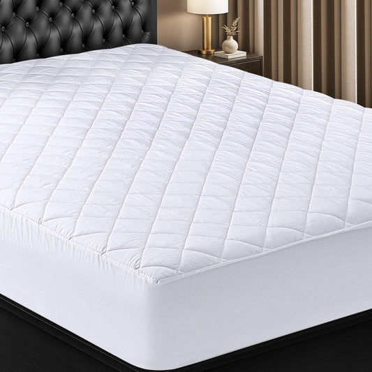 Utopia Bedding Quilted Fitted Mattress Pad, California King Size, Elastic Fitted Mattress Topper Protector and Cover Stretches up to 16 Inches Deep, Machine Washable (White)