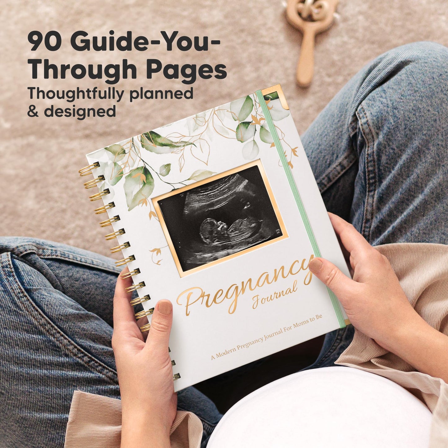 Pregnancy Journal for First Time Moms Gifts - 90 Pages Hardcover Pregnancy Memory Book, Beautiful & Cute Baby Book Keepsake, Ultrasound Baby Scrapbook, Mom To Be Gift (Alpine)