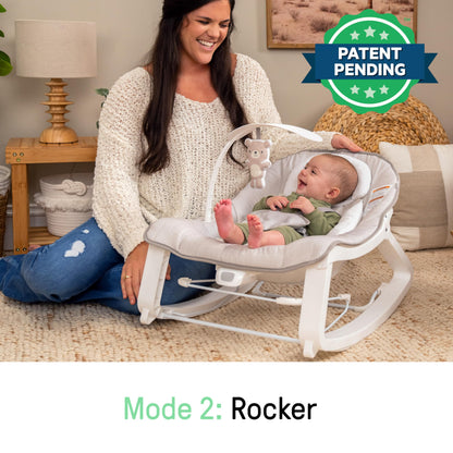 Ingenuity Keep Cozy 3-in-1 Grow with Me Vibrating Baby Bouncer Seat & Infant to Toddler Rocker, Vibrations & Toy Bar, 0-30 Months Up to 40 lbs (Linden)