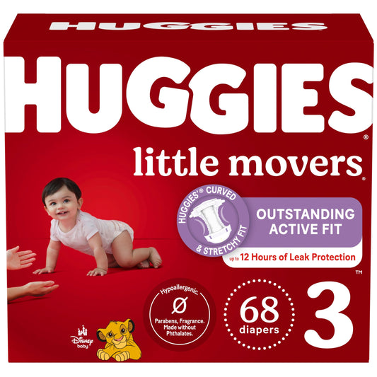 Huggies Size 3 Diapers, Little Movers Baby Diapers, Size 3 (16-28 lbs), 68 Count