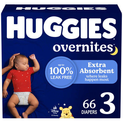 Huggies Overnites Size 3 Overnight Diapers (16-28 lbs), 66 Ct, Packaging May Vary