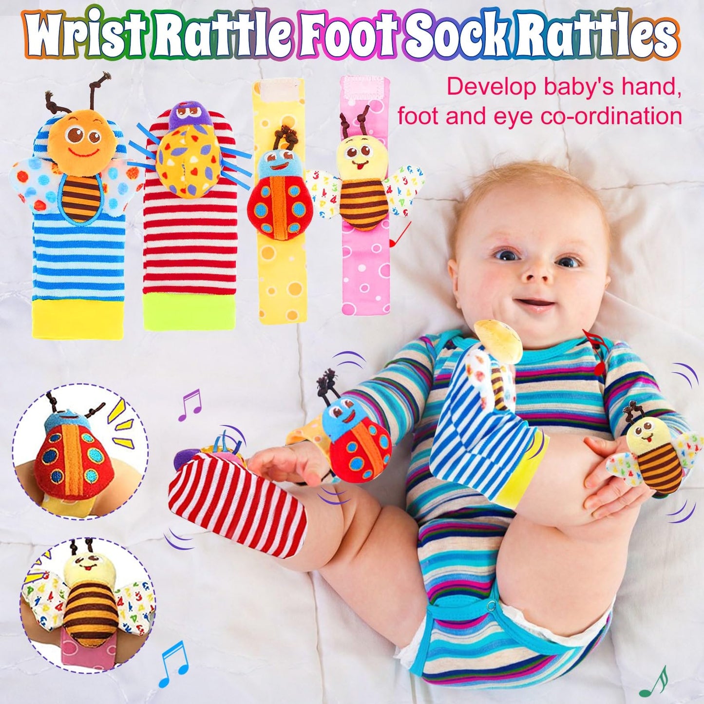 Baby Rattles 0-6 Months: Baby Toys Rattles for Babies 6-12 Months Infant Toys 0-3 Months Newborn Toys Teething Toys 3-6 Months - Baby Rattle Socks Baby Gifts for Boy Girl