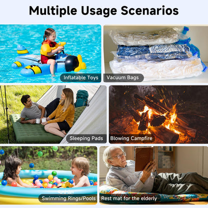 Portable Air Pump for Inflatables, 4.5kPa Mini Air Mattress Pump with Camping Light, 2400mAh Battery Rechargeable Air Pump for Pool Floats, Sleeping Pads, Swimming Ring, Vacuum Storage Bags