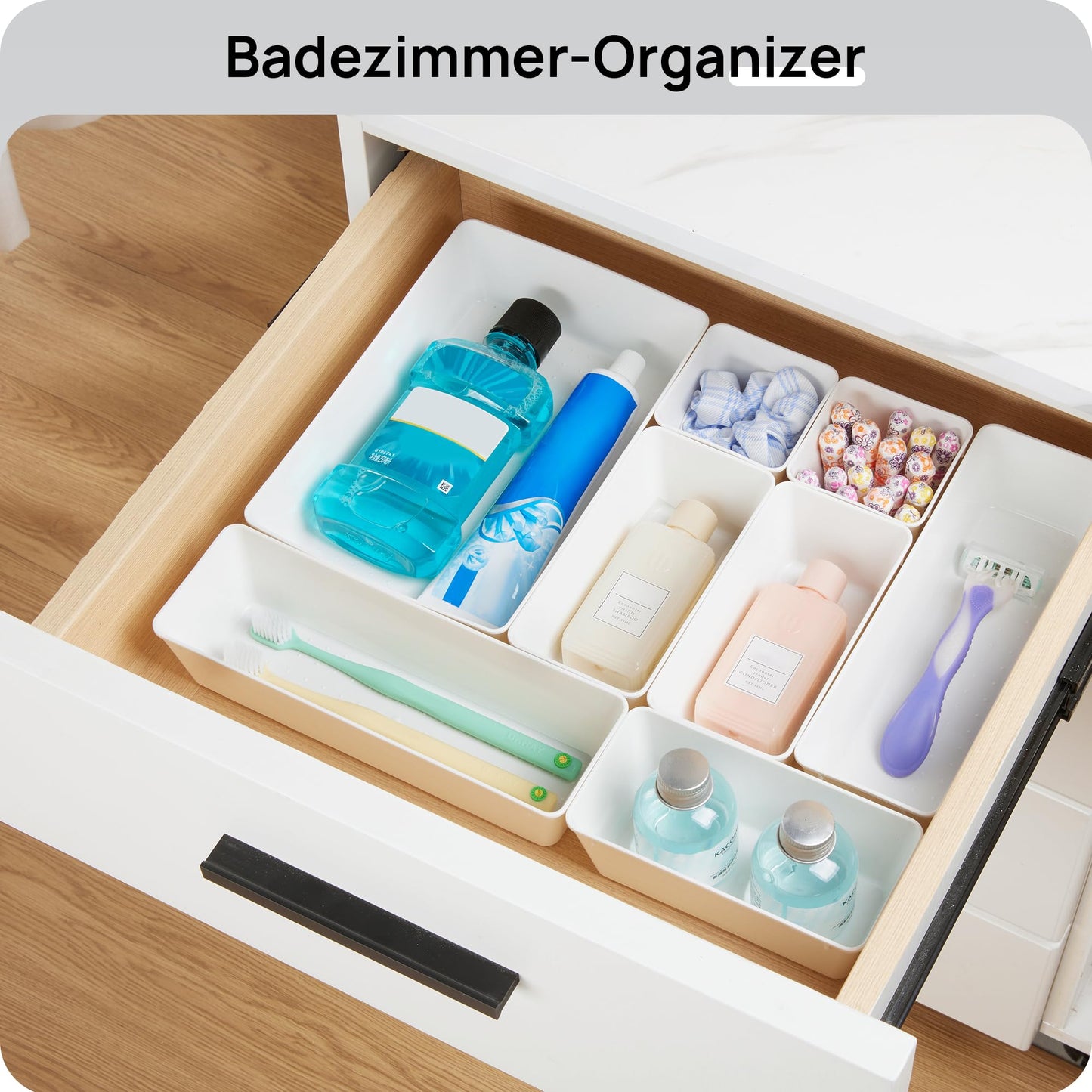 Vtopmart 25 PCS Plastic Drawer Organizers Set, 4-Size Versatile Bathroom and Vanity Drawer Organizer Trays, Storage Bins for Makeup, Bedroom, Kitchen Gadgets Utensils and Office