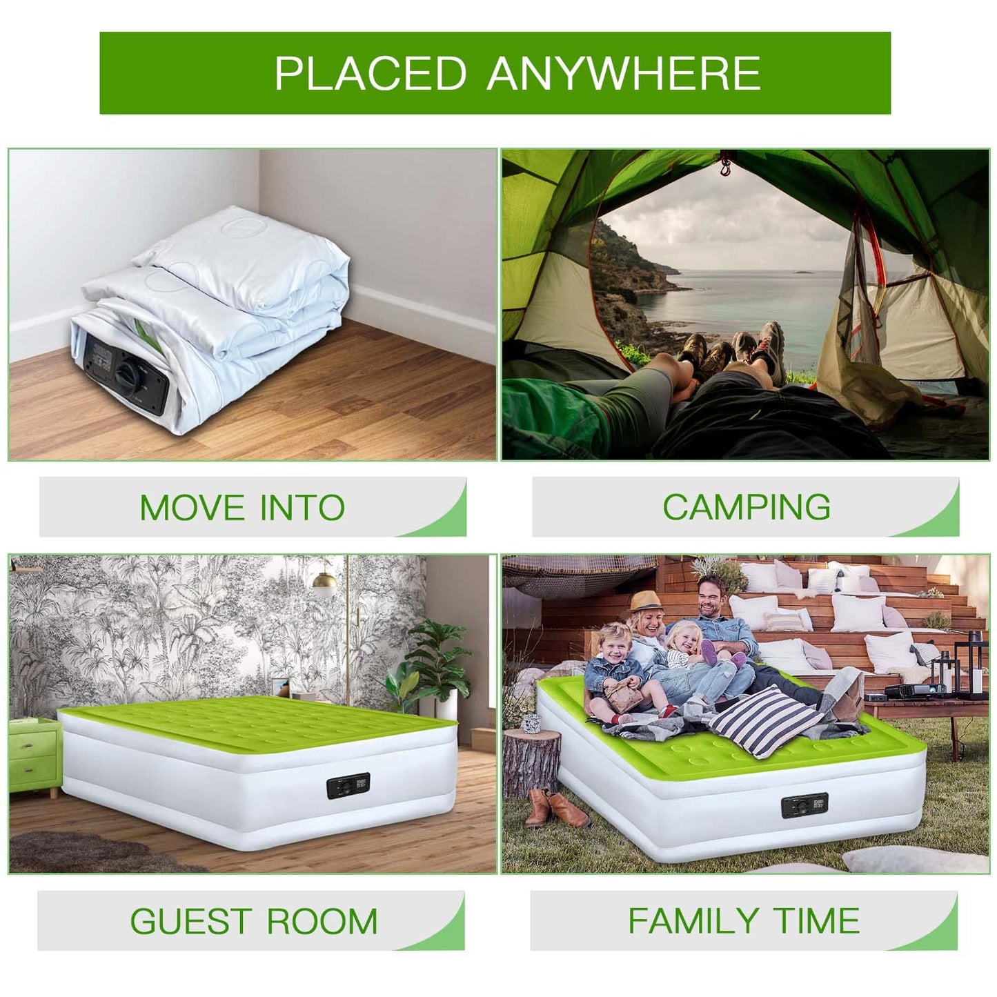 YENING Twin Size Air Mattress with Built in Pump Raised Single Inflatable Bed Blow up Mattressith Camping Airbed 18 Inch Tall
