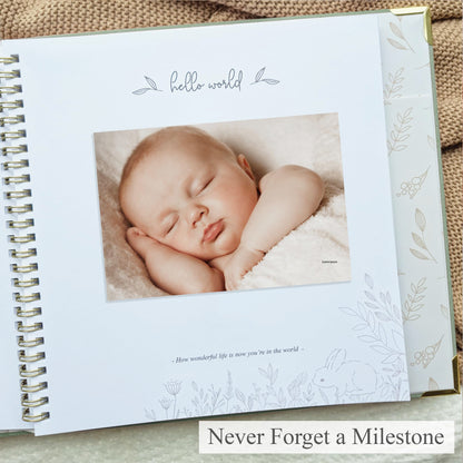 Baby Book Keepsake Boy or Girl Timeless Baby Memory Book First 5 Years for Baby Shower Gender Neutral Baby Scrapbook New Mom Gift Baby Journal from Birth to Age 5 Milestone Book Sage Green