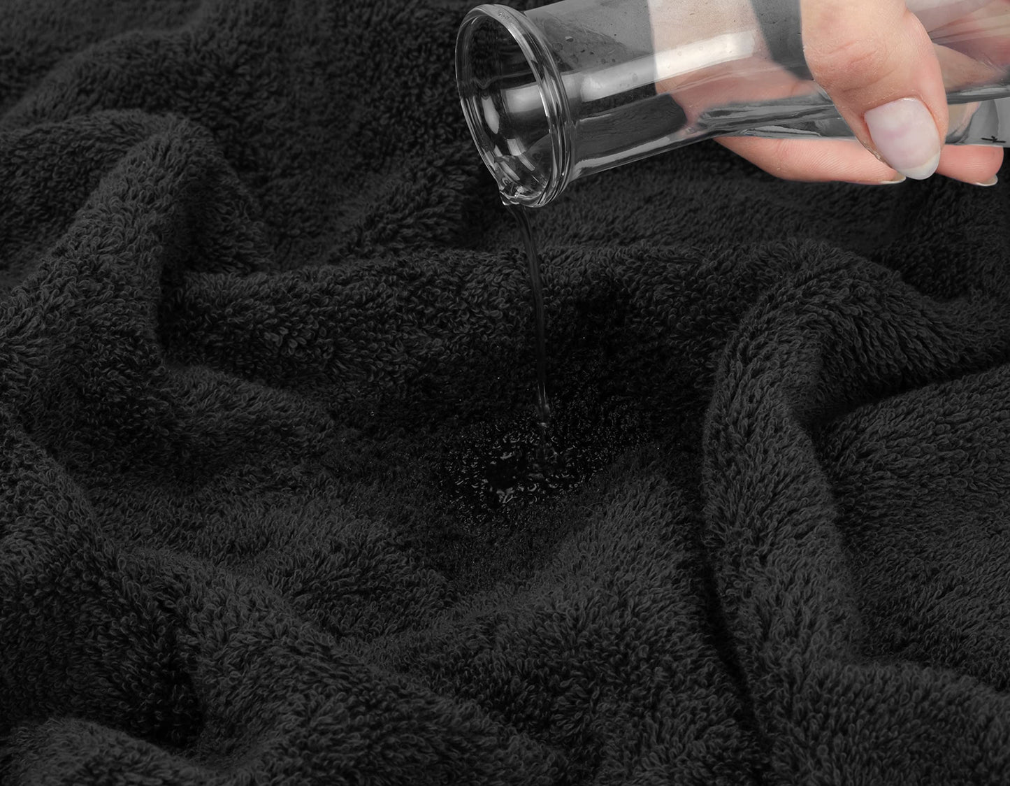 American Soft Linen Luxury 6 Piece Towel Set, 2 Bath Towels 2 Hand Towel 2 Washcloths, 600 GSM 100% Cotton Turkish Towels for Bathroom, Black Towel Sets