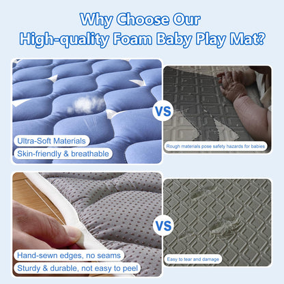 Premium Foam Baby Play Mat, 50x50 Playpen Mat, Thicken One-Piece Crawling Mat, Non-Slip Cushioned Baby Playmats for Infants, Babies, Toddlers, Play & Tummy Time