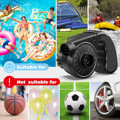 Dr.meter Portable Electric Air Mattress Pump, Rechargeable 4000mAh Battery Air Pump - Quick-Fill Air Inflator Deflator for Outdoor Camping Inflatable Bed Pool Boat Float Raft Swimming Rings Snow Tube