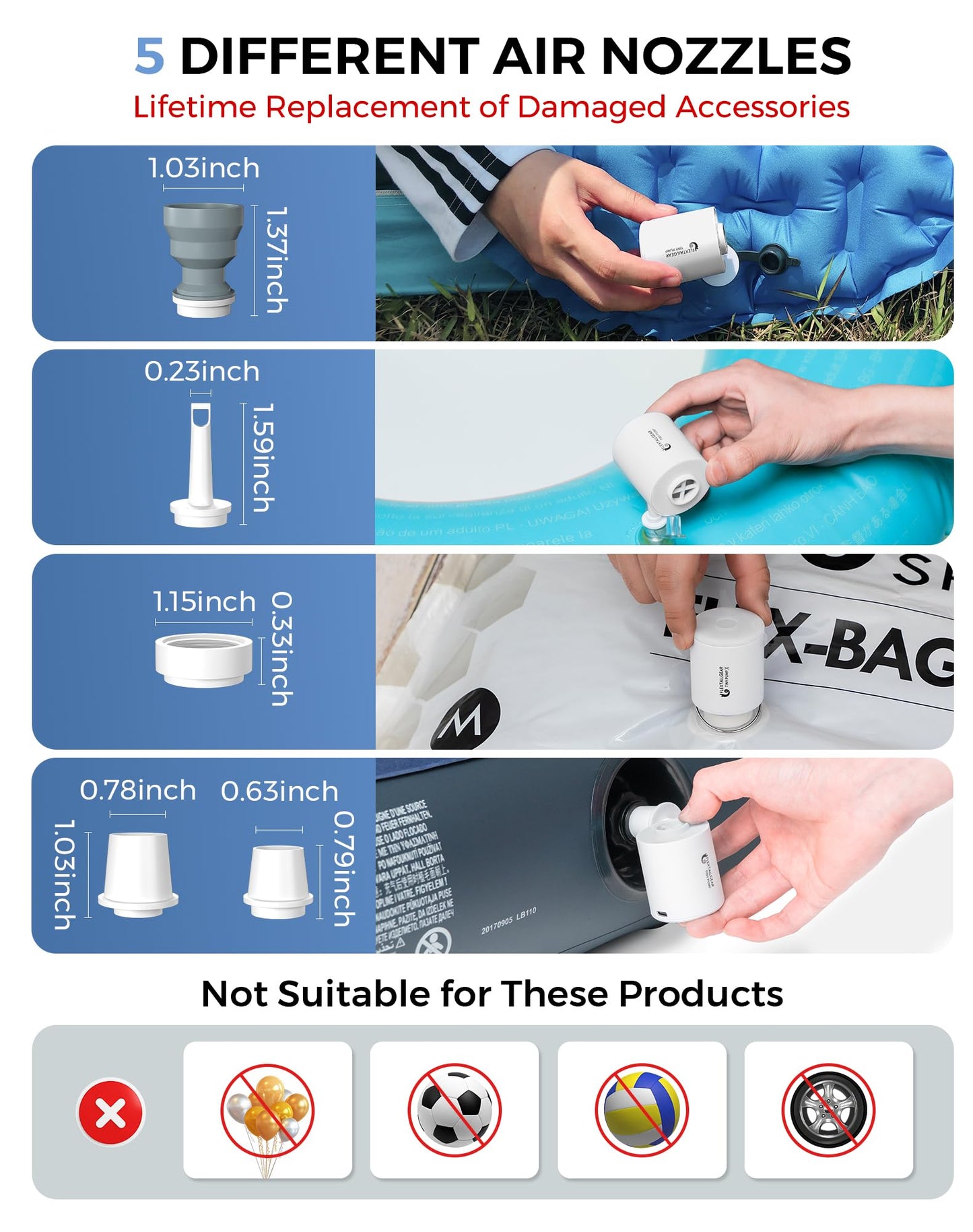 FLEXTAILGEAR Tiny Pump Portable Air Pump, Ultra-Mini with 1300mAh Battery USB Rechargeable to Inflate Deflate for Pool Floats Air Bed / Mattress Swimming Ring Vacuum Storage Bags (White)