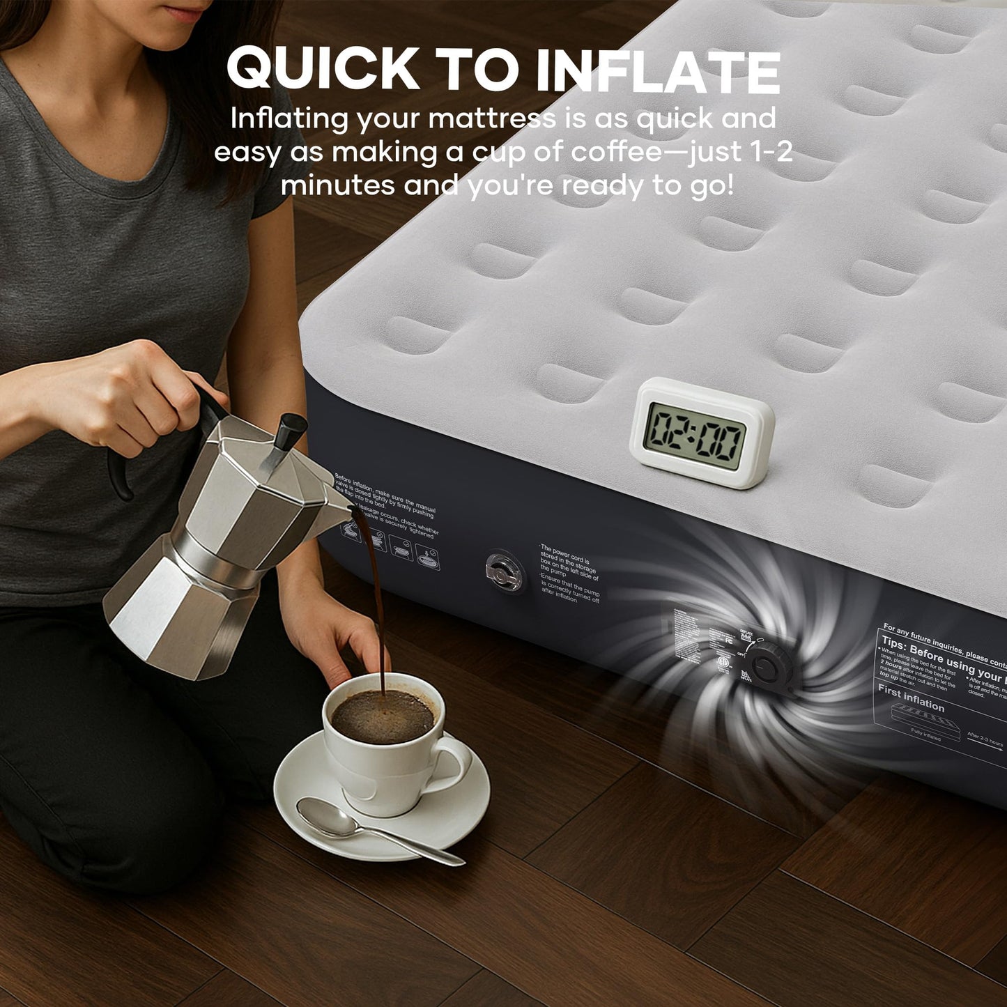 InnoTruth Queen Camping Air Mattress with Built-in Pump, Inflatable Blow up Mattress for Home & Guests, 13" Raised Colchones Inflables Air Bed, Ideal for Travel, Outdoor, Back to School Supplies, Grey