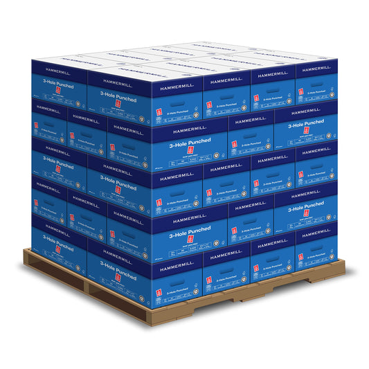 Hammermill Printer Paper, 20 lb Copy Paper, 3 Hole - 1 Pallet, 40 Cases (200,000 Sheets) - 92 Bright, Made in the USA, 162032P