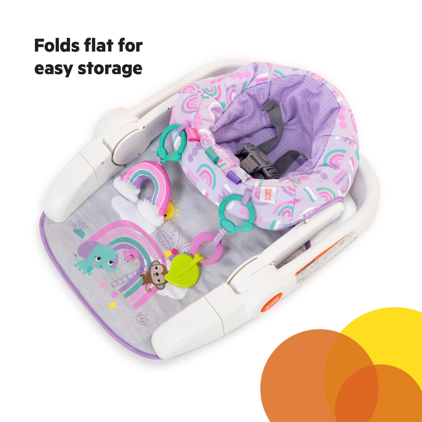 Bright Starts Learn-to-Sit 2-Position Baby Floor Seat with Toys, Unisex, 4-12 Months, Purple Paradise