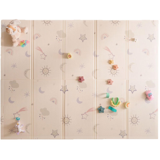 Nuby Reversible Baby Floor Mat, 77" x 58" - Foldable and Lightweight Baby Play Mat for Floor - Easy Storage and Travel - Stars and Sky
