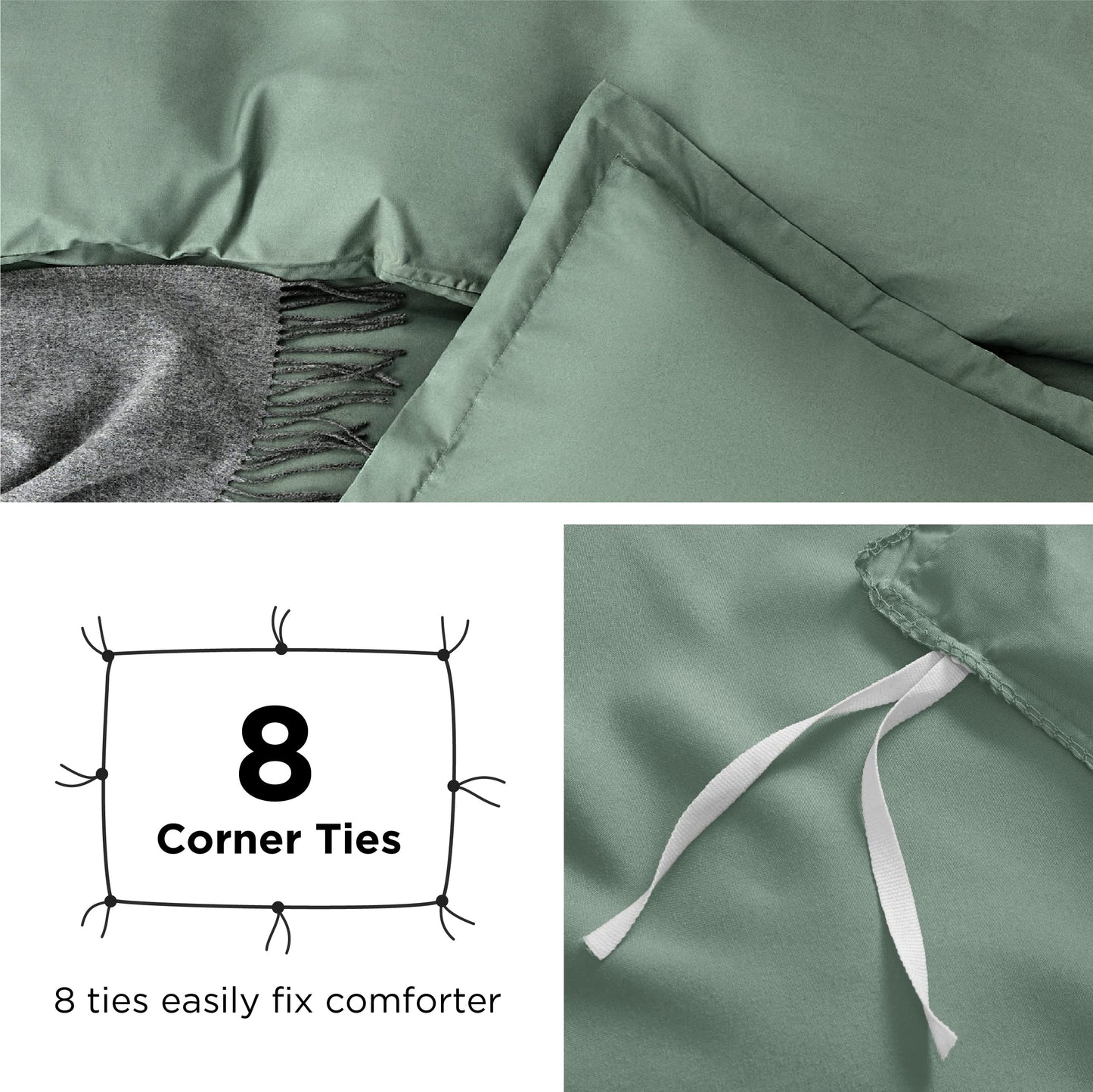 Bedsure Duvet Cover Queen Size - Soft Double Brushed Bedding Set for Kids & Adults, Zipper Closure, 3 Pieces, Includes 1 Duvet Cover (90"x90") & 2 Pillow Shams, NO Comforter, Sage Green