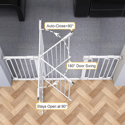 Cumbor 29.7-57" Extra Wide Baby Gate for Stairs, Mom's Choice Awards Winner-Dog Gate for Doorways, Pressure Mounted Walk Through Safety Child Gate for Kids Toddler, Tall Pet Puppy Fence Gate, White