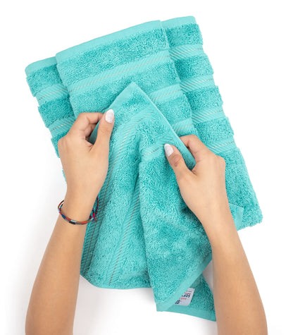 American Soft Linen Luxury 6 Piece Towel Set, 2 Bath Towels 2 Hand Towel 2 Washcloths, 600 GSM 100% Cotton Turkish Towels for Bathroom, Turquoise Blue Towel Sets
