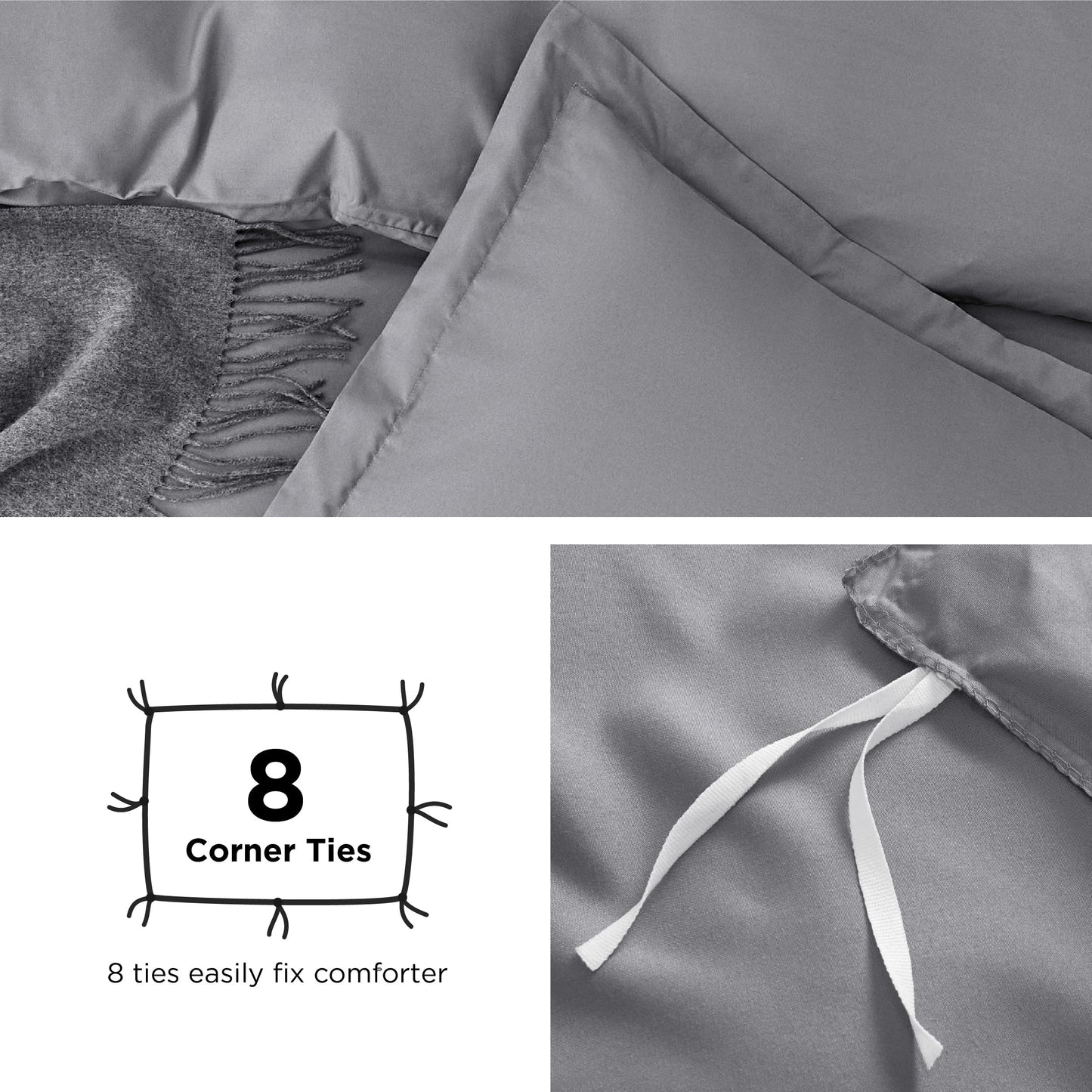 Bedsure Duvet Cover King Size - Soft Double Brushed Bedding Set for Kids & Adults, Zipper Closure, 3 Pieces, Includes 1 Duvet Cover (104"x90") & 2 Pillow Shams, NO Comforter, Grey
