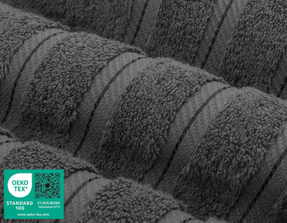 American Soft Linen Luxury 6 Piece Towel Set, 2 Bath Towels 2 Hand Towel 2 Washcloths, 600 GSM 100% Cotton Turkish Towels for Bathroom, Dark Gray Towel Sets